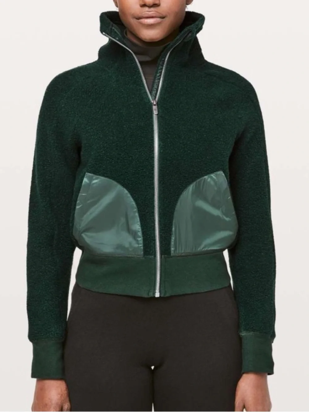 Lululemon So Sherpa Jacket Malachite Green Wool Blend Fleece Size 8